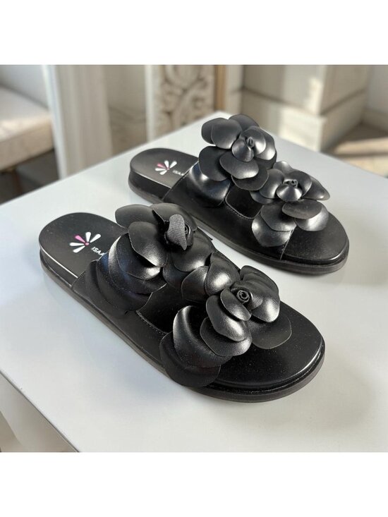 Isaac Mizrahi Shoes - Isaac Mizrahi Live Black Floral Slide Sandals Women’s Size 7.5 New No Box